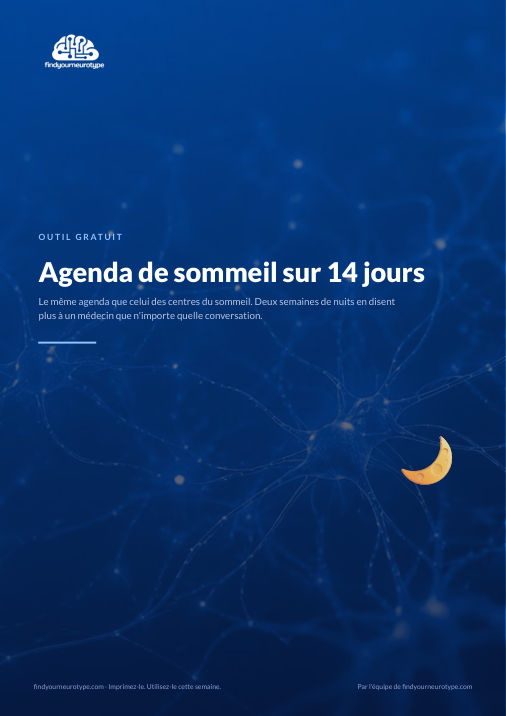 Agenda de sommeil sur 14 jours