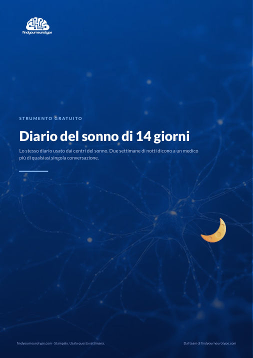 Diario del sonno di 14 giorni