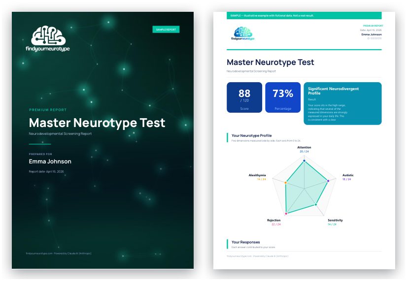 Sample report: cover and score page
